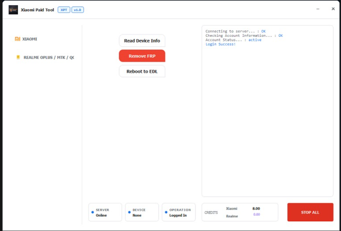 Xiaomi Paid Tool Mi Tool Interface